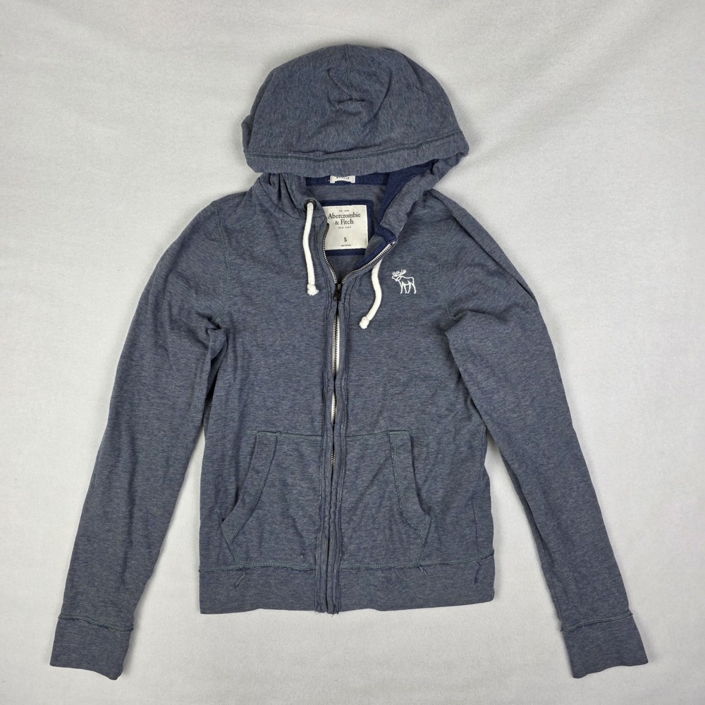 Vintage Y2K Abercrombie & Fitch Muscle Hoodie Mens Small Blue Full Zip Jacket